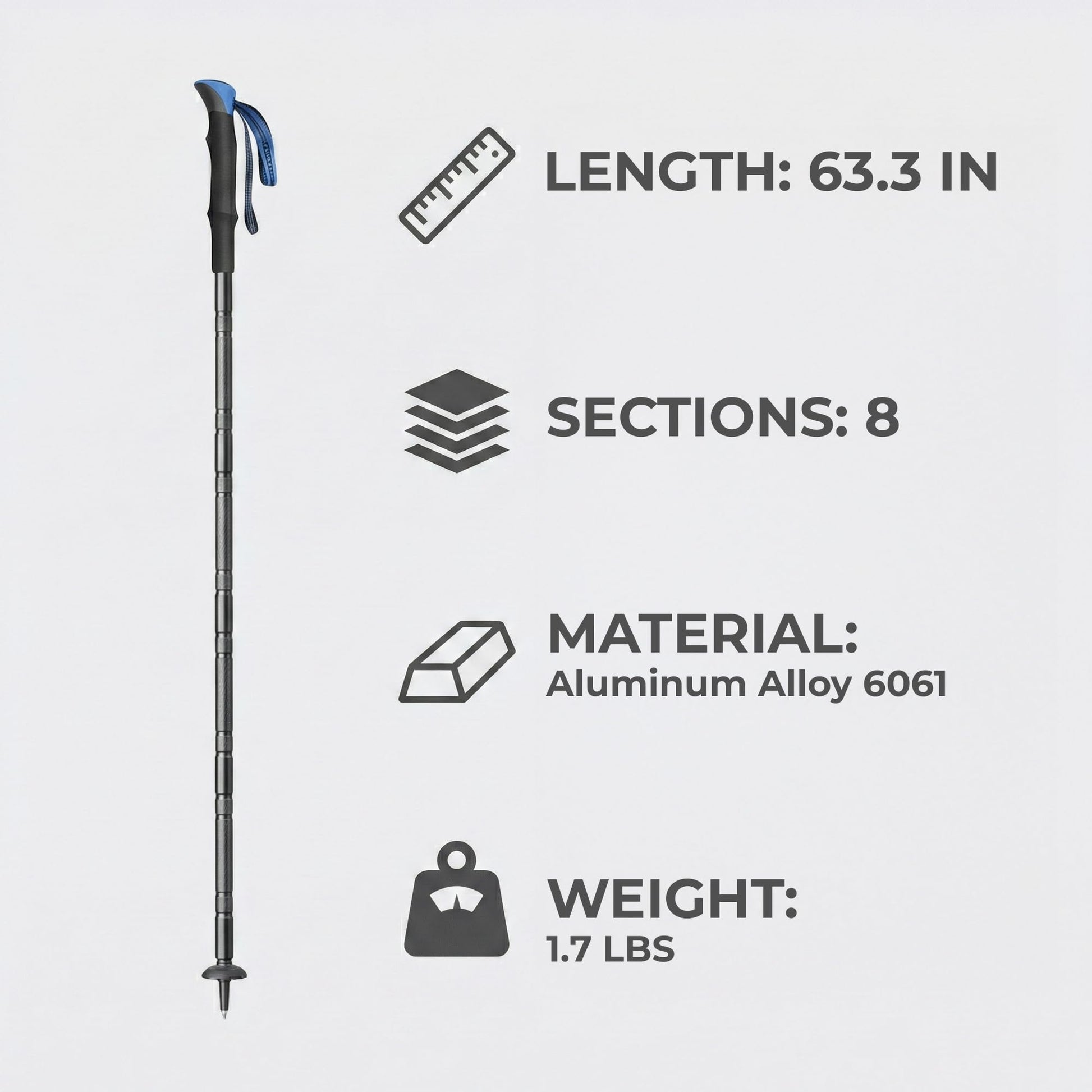 FENEIX 8-Section Collapsible Aluminum Hiking Stick - EVA Handle - product image 5
