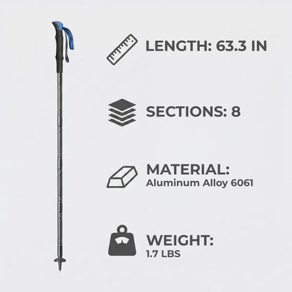 FENEIX 8-Section Collapsible Aluminum Hiking Stick - EVA Handle - product image 5