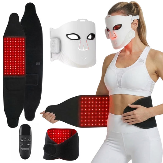 FENEIX 2-in-1 Red Light Therapy Face Mask & Body Belt - White
