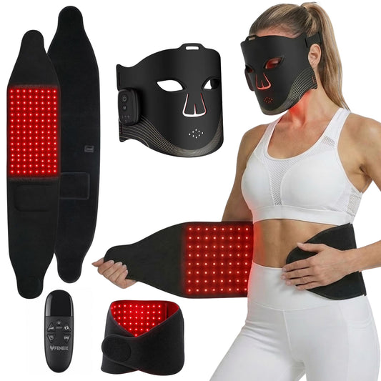 FENEIX 2-in-1 Red Light Therapy Face Mask & Body Belt - Black