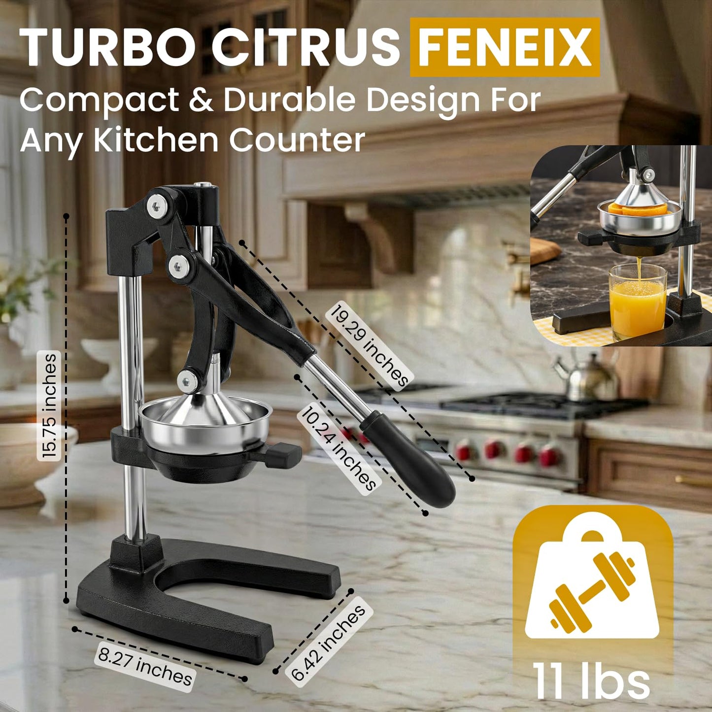 FENEIX Heavy-Duty Cast Iron Manual Citrus Juicer - Black - product image 2