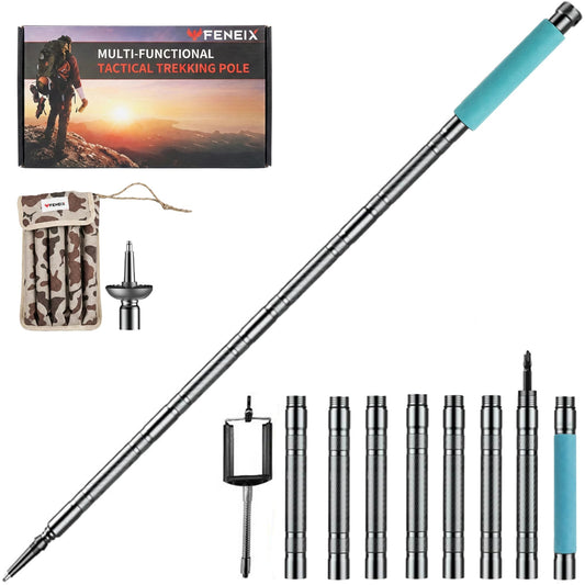 FENEIX 8-Section Collapsible Aluminum Hiking Stick - Luminous Handle