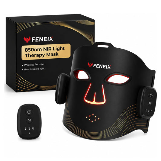 FENEIX Cordless LED Red Light Therapy Face Mask - Black