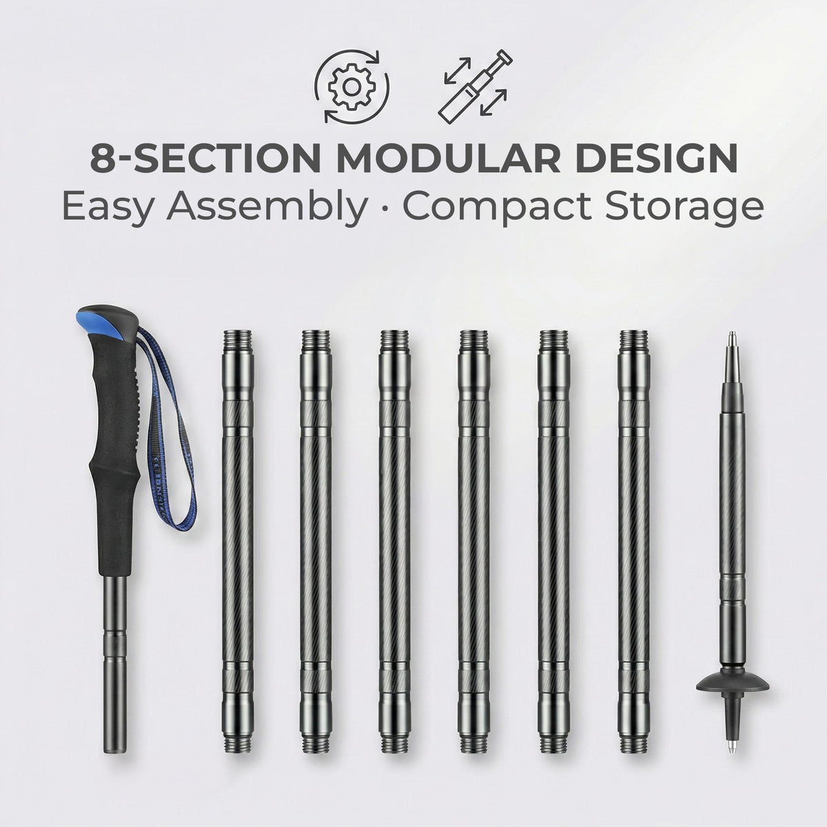 FENEIX 8-Section Collapsible Aluminum Hiking Stick - EVA Handle - product image 4