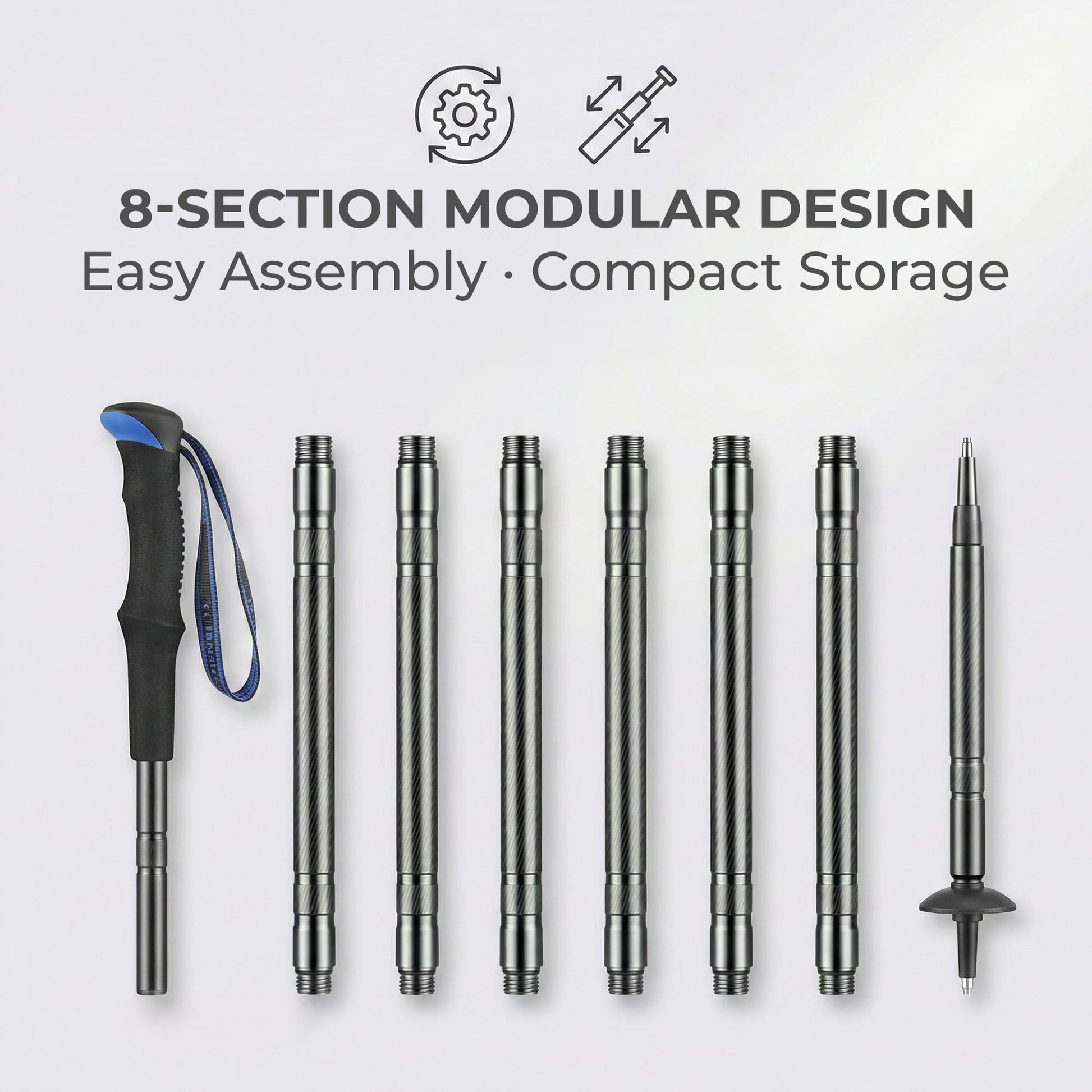 FENEIX 8-Section Collapsible Aluminum Hiking Stick - EVA Handle - product image 4