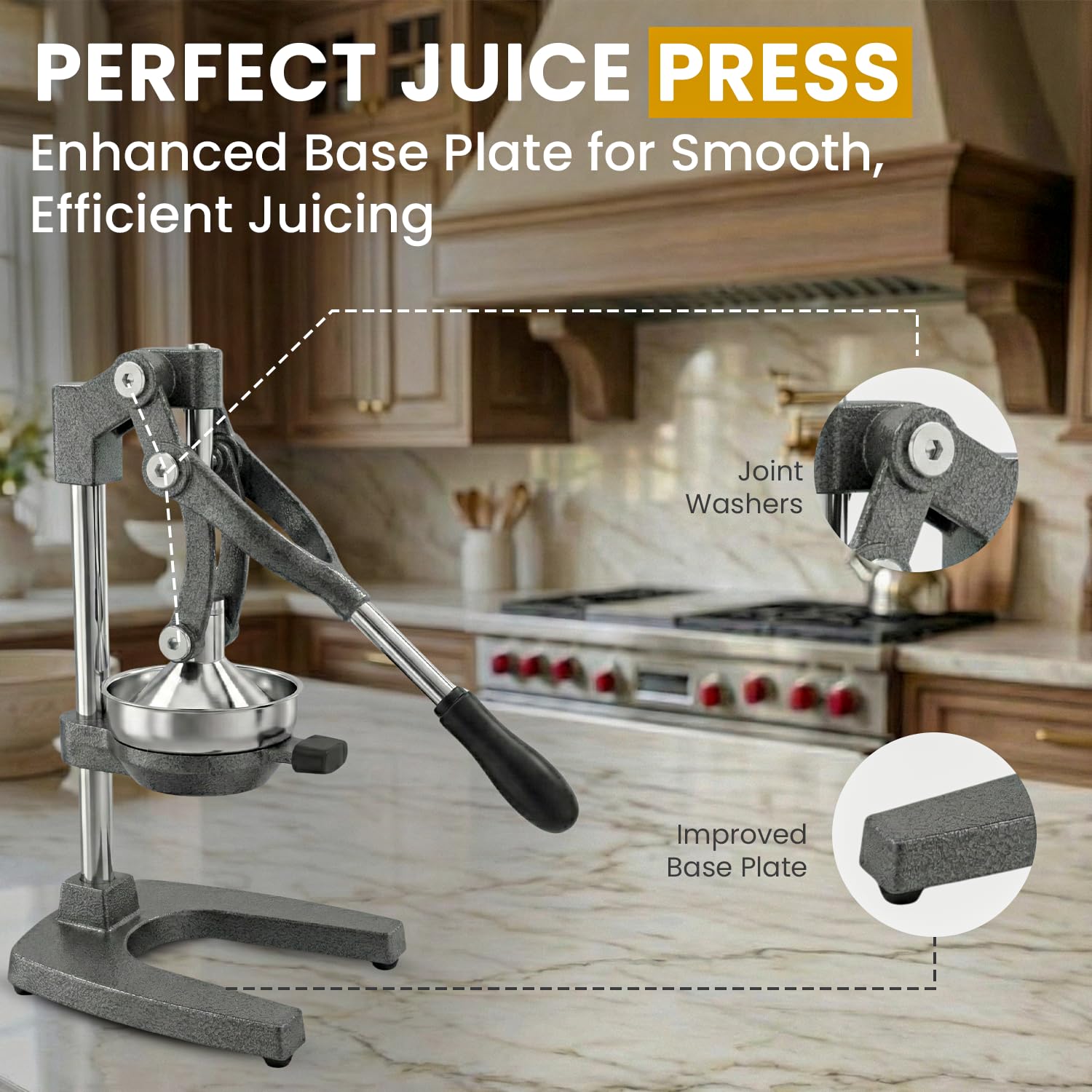 FENEIX Heavy-Duty Cast Iron Manual Citrus Juicer - Gray - product image 4