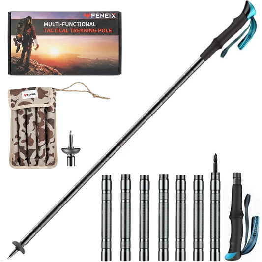 FENEIX 8-Section Collapsible Aluminum Hiking Stick - EVA Handle
