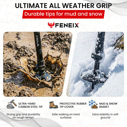 FENEIX 8-Section Collapsible Aluminum Hiking Stick - Round EVA Handle - product image 6