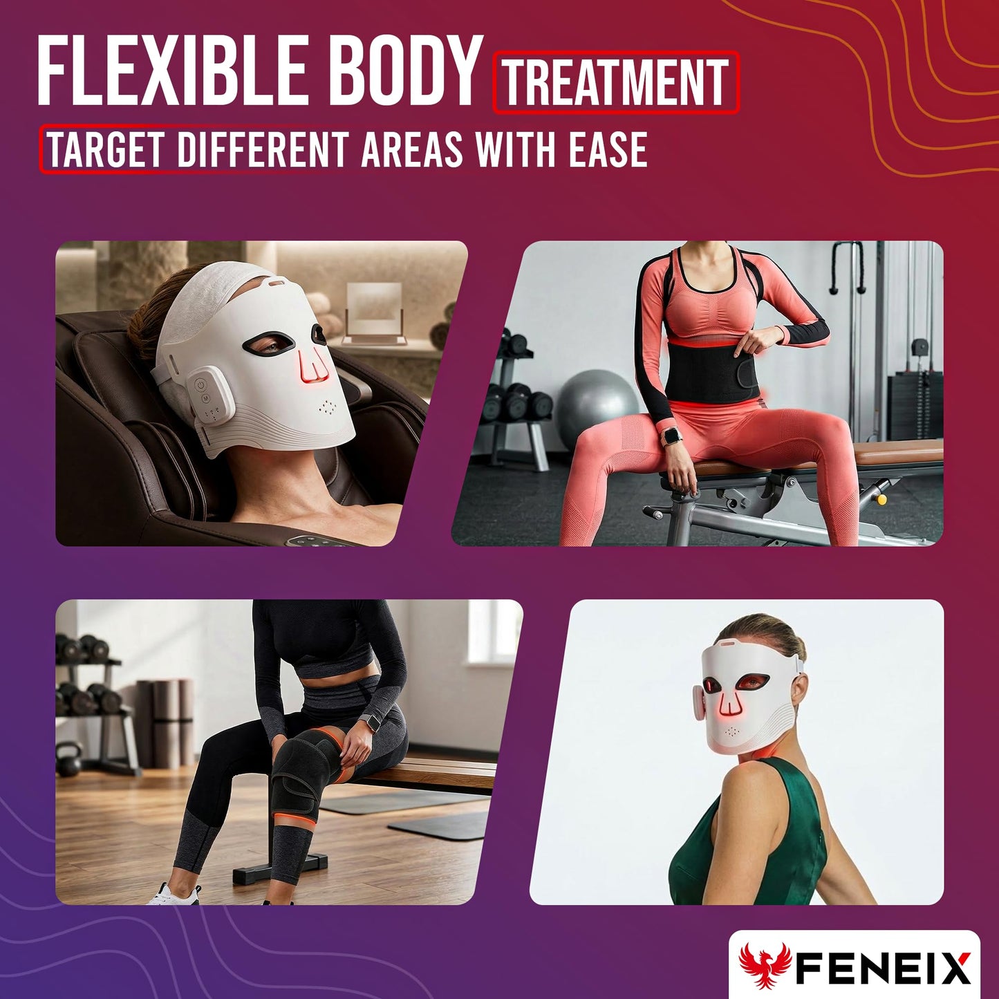 FENEIX 2-in-1 Red Light Therapy Face Mask & Body Belt - White - product image 6