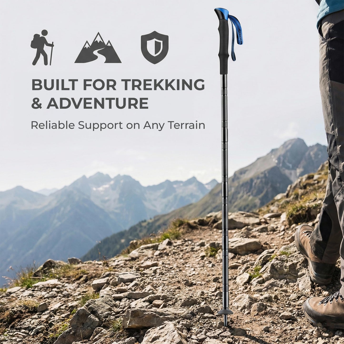 FENEIX 8-Section Collapsible Aluminum Hiking Stick - EVA Handle - product image 6