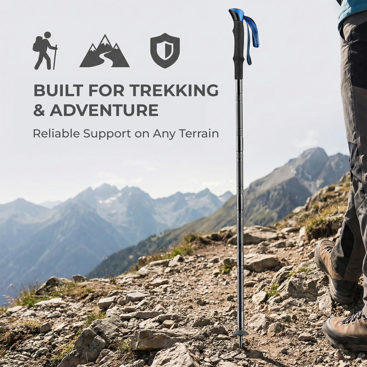 FENEIX 8-Section Collapsible Aluminum Hiking Stick - EVA Handle - product image 6